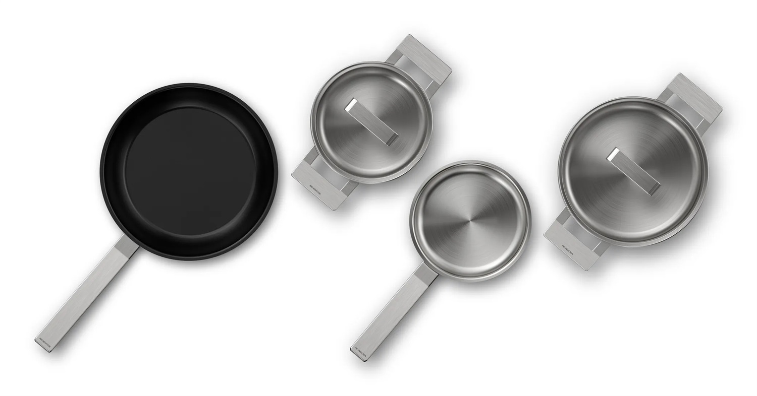 Siemens HZ9SE040 Set di Pentole in Acciaio Inox e Vetro, 4 Pezzi, Compatibile con Induzione, Max 220 °C