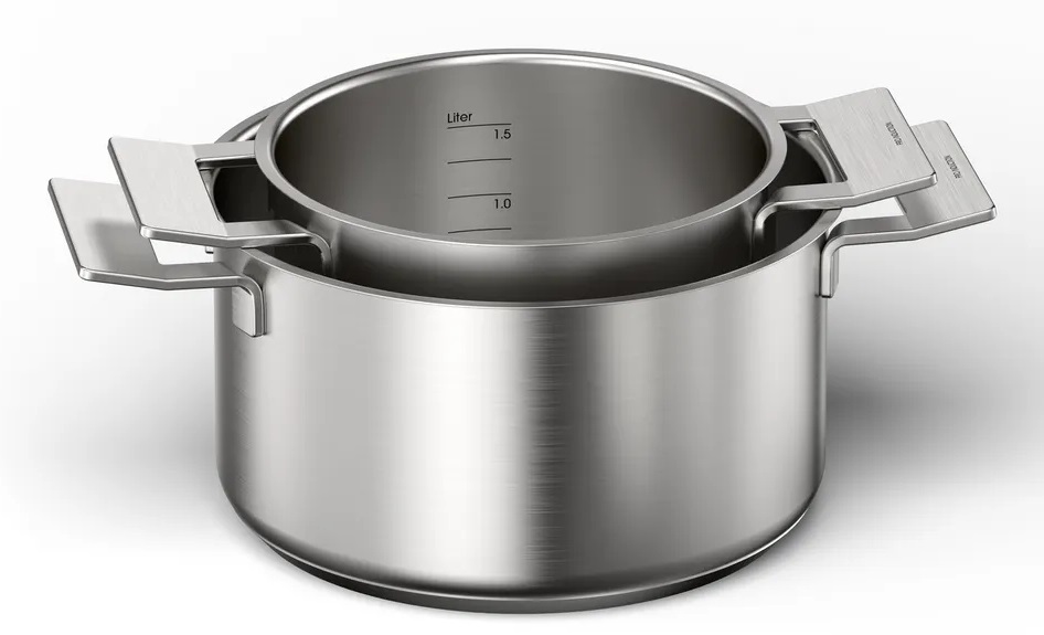 Siemens HZ9SE040 Set di Pentole in Acciaio Inox e Vetro, 4 Pezzi, Compatibile con Induzione, Max 220 °C