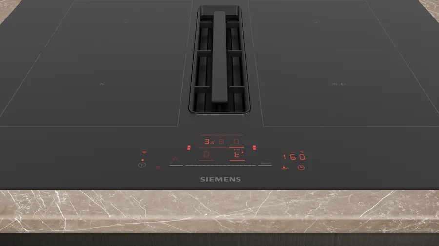 Siemens iQ500 ED711HQ26E Piano Cottura a Induzione 70 cm con Cappa Integrata Nero - 4 Zone di Cottura, Vetroceramica, Wi-Fi Home Connect