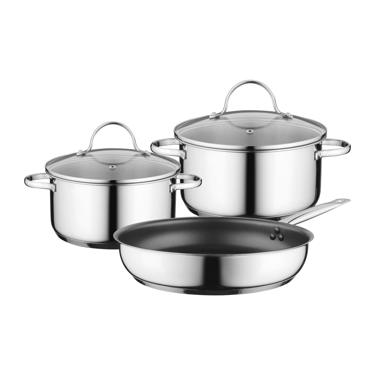 Neff Z943SE0 Set di Pentole 3 Pz in Acciaio Inox e Vetro, Misura Grande, Facile da Usare e Durevole