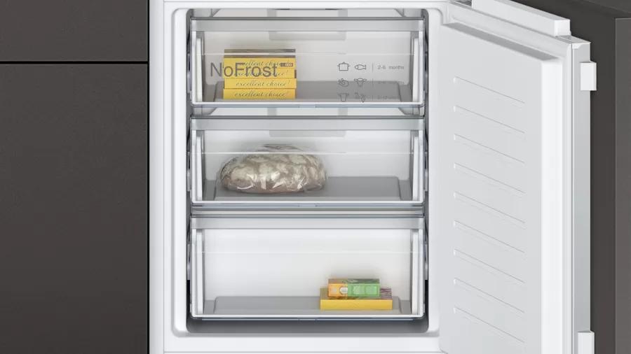 Neff Frigorifero Combinato da Incasso con Congelatore in Basso, Capacità 260 L, Classe Energetica E, Colore Bianco, Tecnologia No Frost