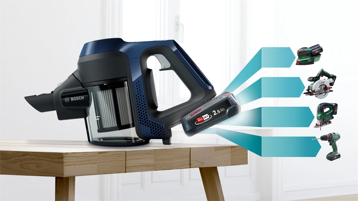 Bosch Serie 6 BCS611P4A Scopa Elettrica Ricaricabile Senza Sacchetto Blu/Nero - 30 min di Autonomia, Filtro Igienico, Spazzola Motorizzata