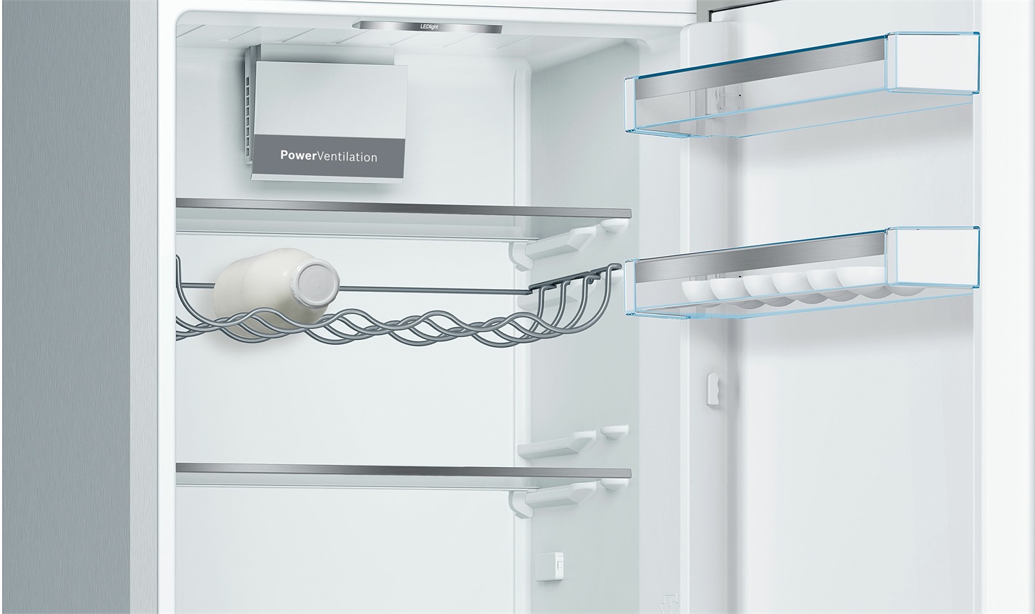 Bosch KGE36ALCA Frigorifero Combinato 186 x 60 cm, Capacità 302-312 Litri, Classe C, Low Frost, Cassetti VitaFresh, Acciaio Inox