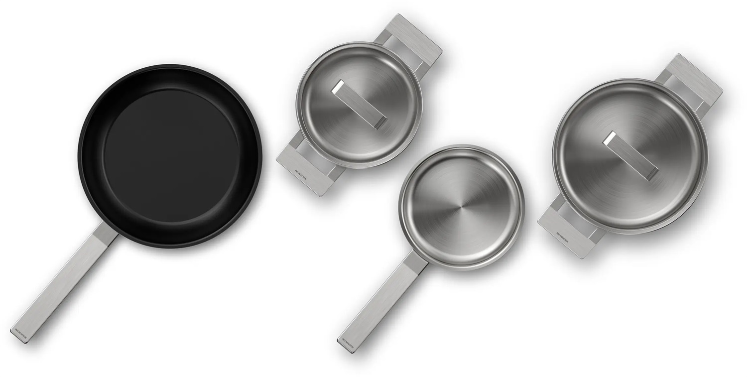 Bosch HEZ9SE040 Set di 4 Pentole Antiaderenti in Acciaio Inox e Ceramica per Induzione