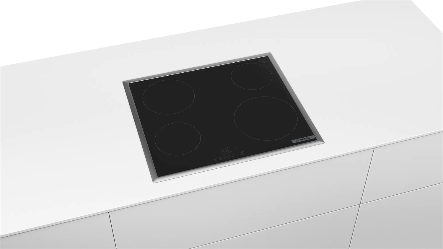 Bosch Serie 4 PKE645BB2E Piano Cottura Elettrico da Incasso 58 cm in Vetroceramica Nero 2000W con 4 Fuochi