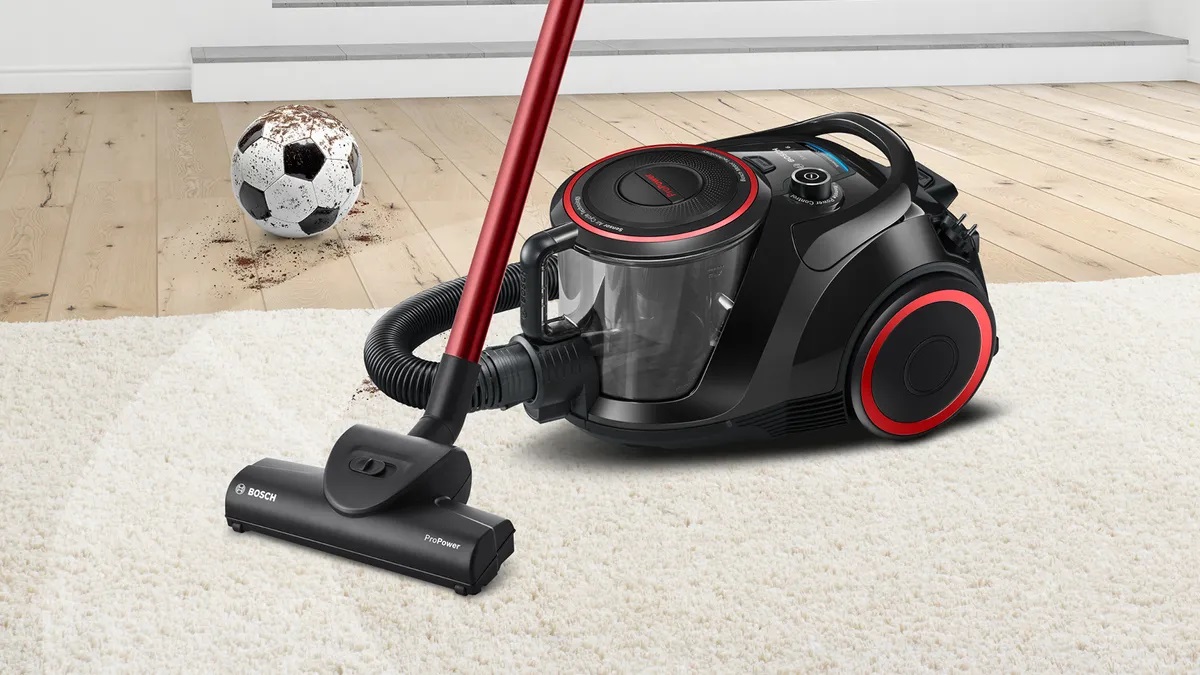 Bosch BGS41POW1 Aspirapolvere a Traino Senza Sacchetto 700 W - Capacità 2,4 L, HEPA 13, 72 dB, Raggio d'Azione 10 m, Sistema QuattroPower