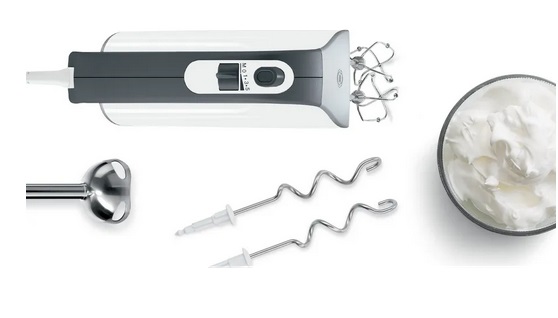 Bosch MFQ49700 Sbattitore Manuale Elettrico 850 W con 2 Fruste FineCreamer e 2 Ganci per Impastare - Nero e Bianco