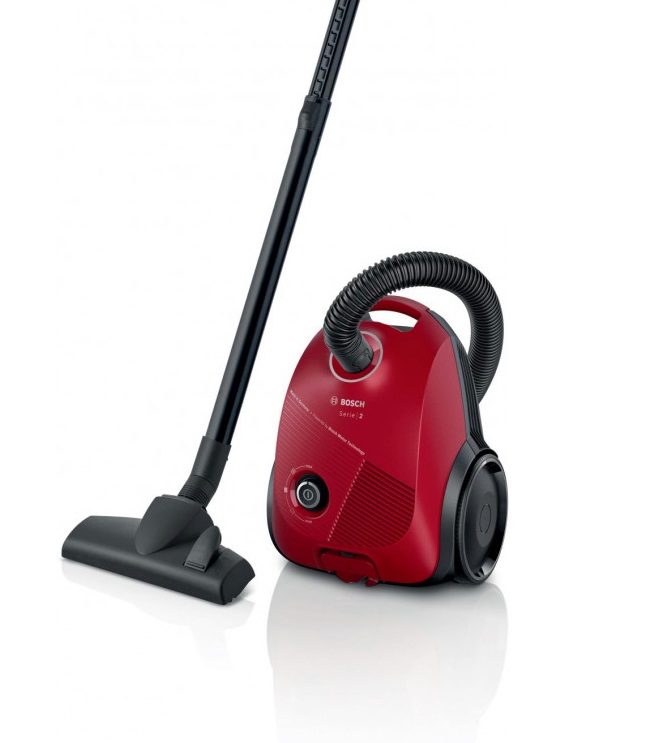 Bosch BGBS2RD1 Aspirapolvere a Traino con Sacco Rosso, Potenza 700W, Capacità 3,5L, Filtro Hygienic, 10 Anni di Garanzia sul Motore