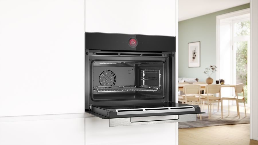 Bosch CBG7341B1 Forno Compatto da Incasso 60 x 45 cm, 47 L, Nero, Acciaio Inox, A , Air Fry, Touch Screen