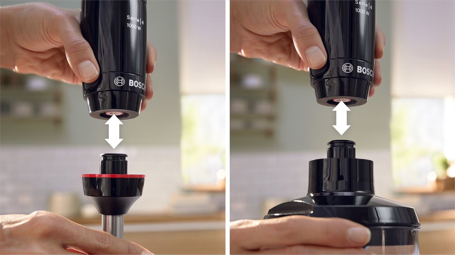 Bosch ErgoMaster Serie 4 MSM4B621 Frullatore a Immersione 1000 W con Sistema QuattroBlade e Controllo Dinamico della Velocità, Capacità 0,6 L, Colore Antracite/Trasparente