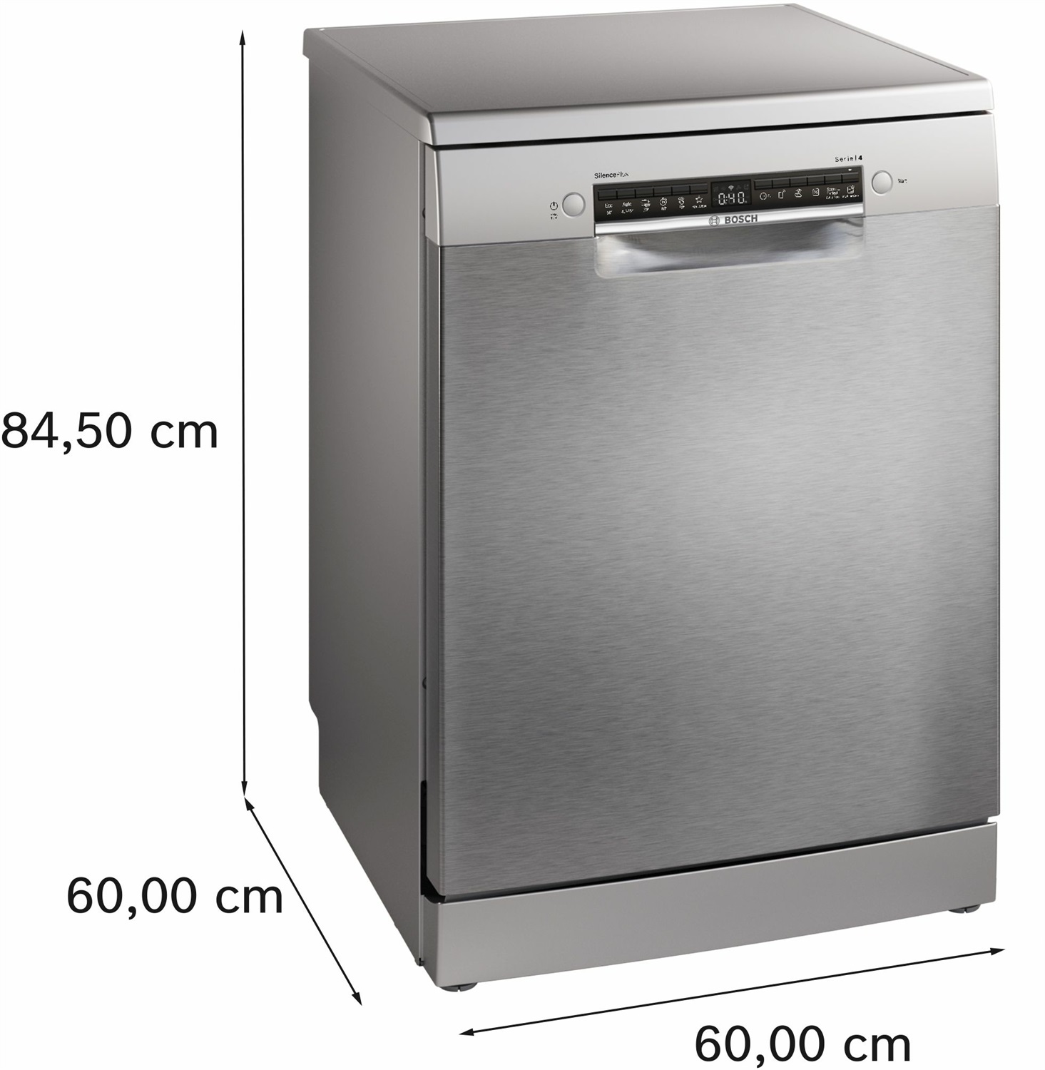 Bosch Serie 4 SMS4EMI06E Lavastoviglie 60cm da Libera Installazione 14 Coperti in Acciaio Inox Spazzolato Anti-Impronta Classe B con Efficient Dry e Cassetto Vario