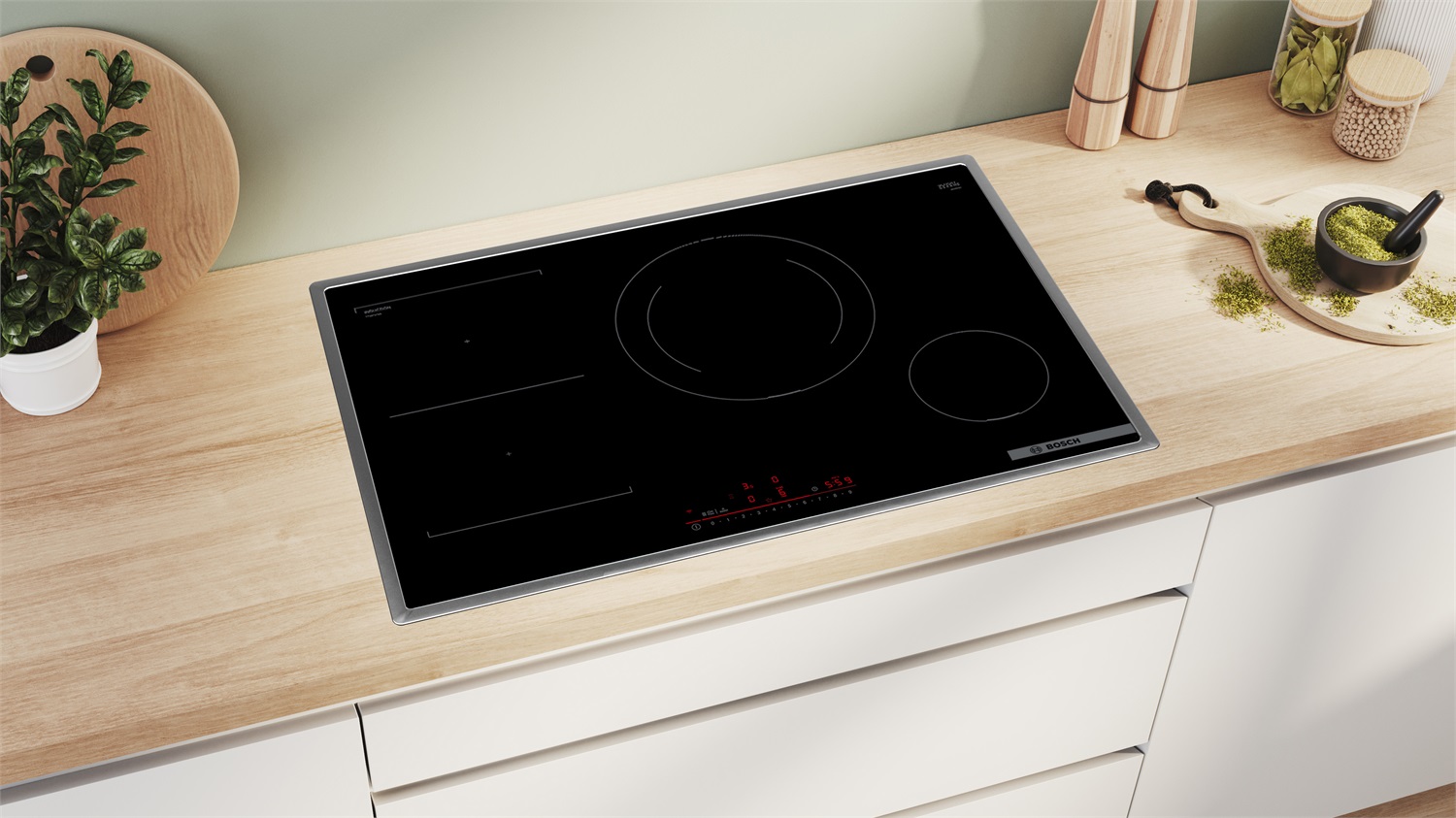 Bosch Serie 6 PVS845HB1E Piano Cottura a Induzione 80 cm Nero, 4 Zone, Vetro-ceramica, Controllo Touch DirectSelect