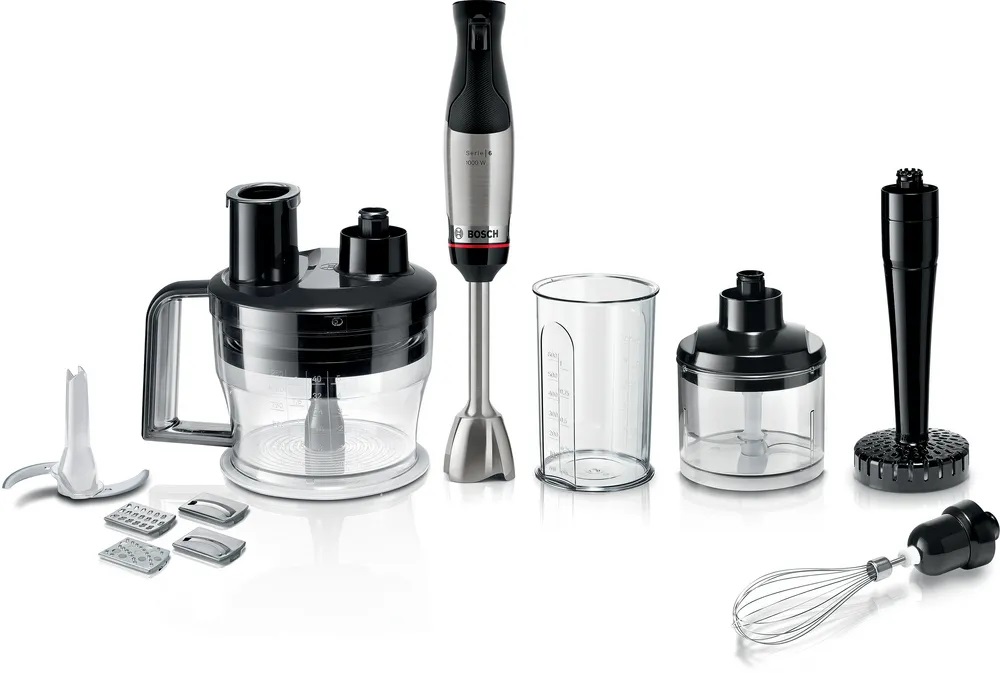 Bosch Serie 6 MSM6M673 Frullatore a Immersione ErgoMaster 2,6 L 1000 W Acciaio Inox con Accessori e 10 Anni di Garanzia