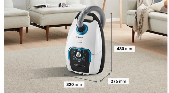 Bosch BGB75XSIL ProSilence Aspirapolvere a Traino 5 L 650 W con Sacchetto e Filtro UltraAllergy