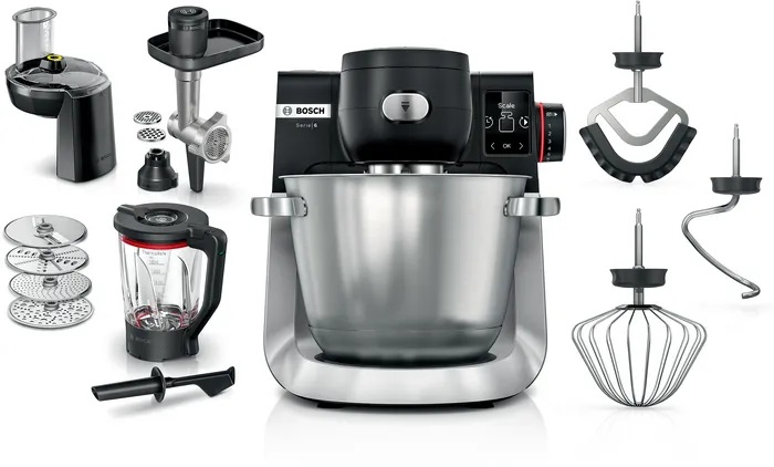 Bosch Serie 6 MUMS6ZS34 Macchina da Cucina 1600 W, 5,5 L, Nero Inox spazzolato, Robot da cucina e Impastatore
