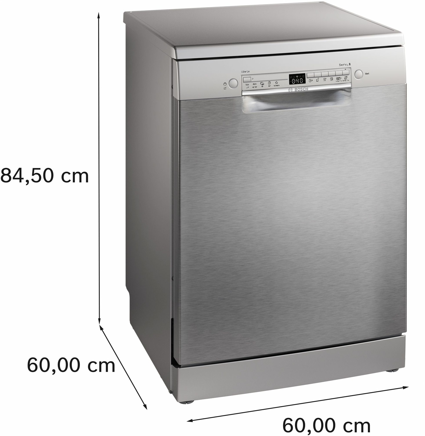 Bosch SMS2HTI02E Lavastoviglie da libera installazione 13 coperti con Home Connect, Acciaio spazzolato anti-impronta, Classe D