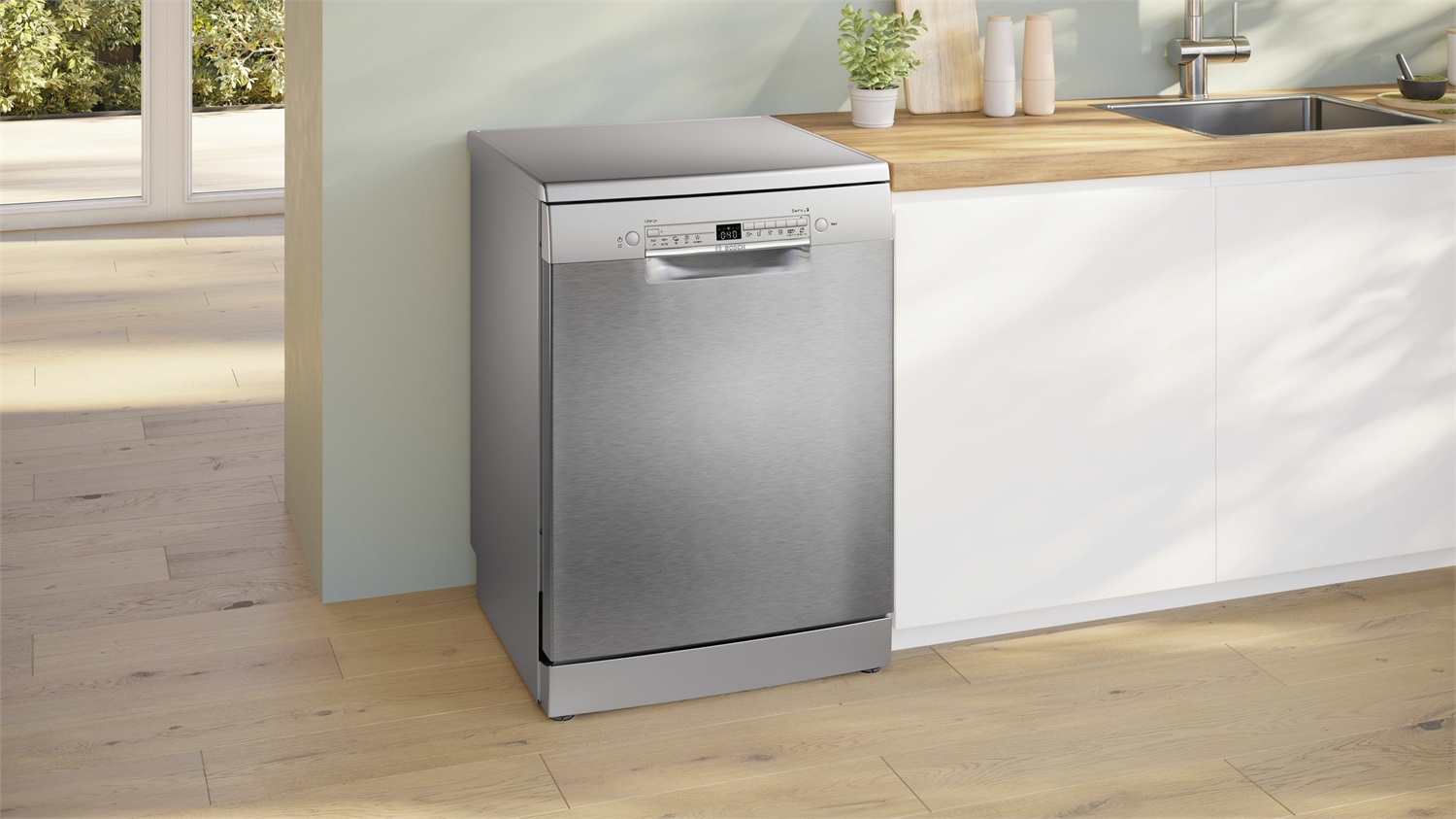 Bosch SMS2HTI02E Lavastoviglie da libera installazione 13 coperti con Home Connect, Acciaio spazzolato anti-impronta, Classe D
