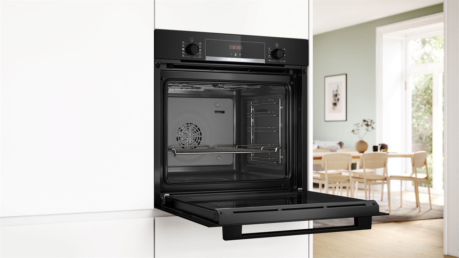 Bosch HQA534BB3 Forno da Incasso con Vapore 60 x 60 cm Nero Classe A , 71 L, 3400 W, Cottura Ventilata