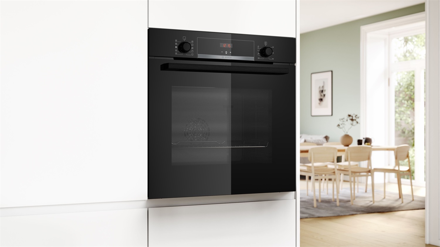 Bosch HQA534BB3 Forno da Incasso con Vapore 60 x 60 cm Nero Classe A , 71 L, 3400 W, Cottura Ventilata