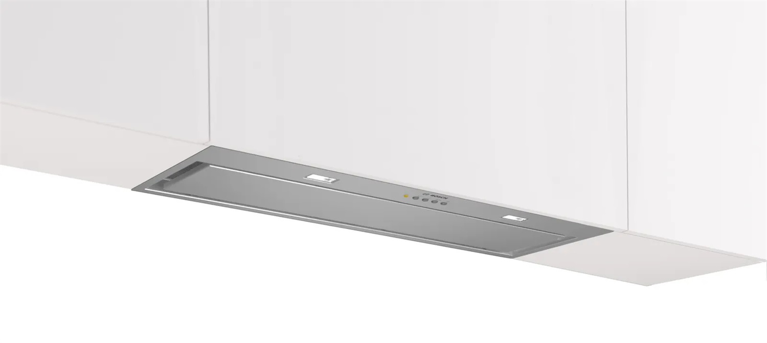 Bosch Serie 6 DLN87AC50 Cappa Aspirante Integrata in Acciaio Inox, 600 m³/h, Classe A, 86 cm, 61 dB