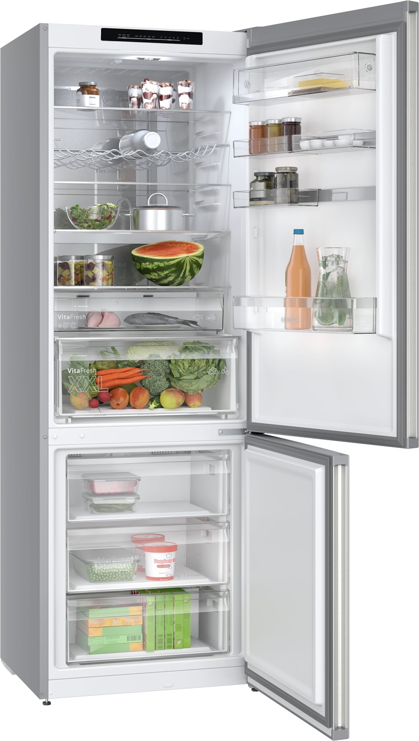 Bosch KGN494ICF Frigorifero Combinato da Libera Installazione 203 x 70 cm Acciaio Spazzolato Anti-Impronta Classe C 440L Total No Frost con VitaFresh XXL