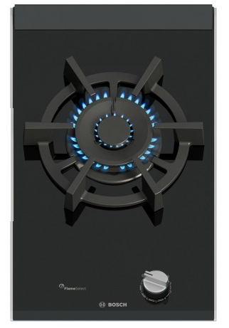 Bosch Serie 8 PRA3A6I10 Piano Cottura Domino a Gas 30 cm Vetroceramica Nero con Fuoco Wok Tripla Corona