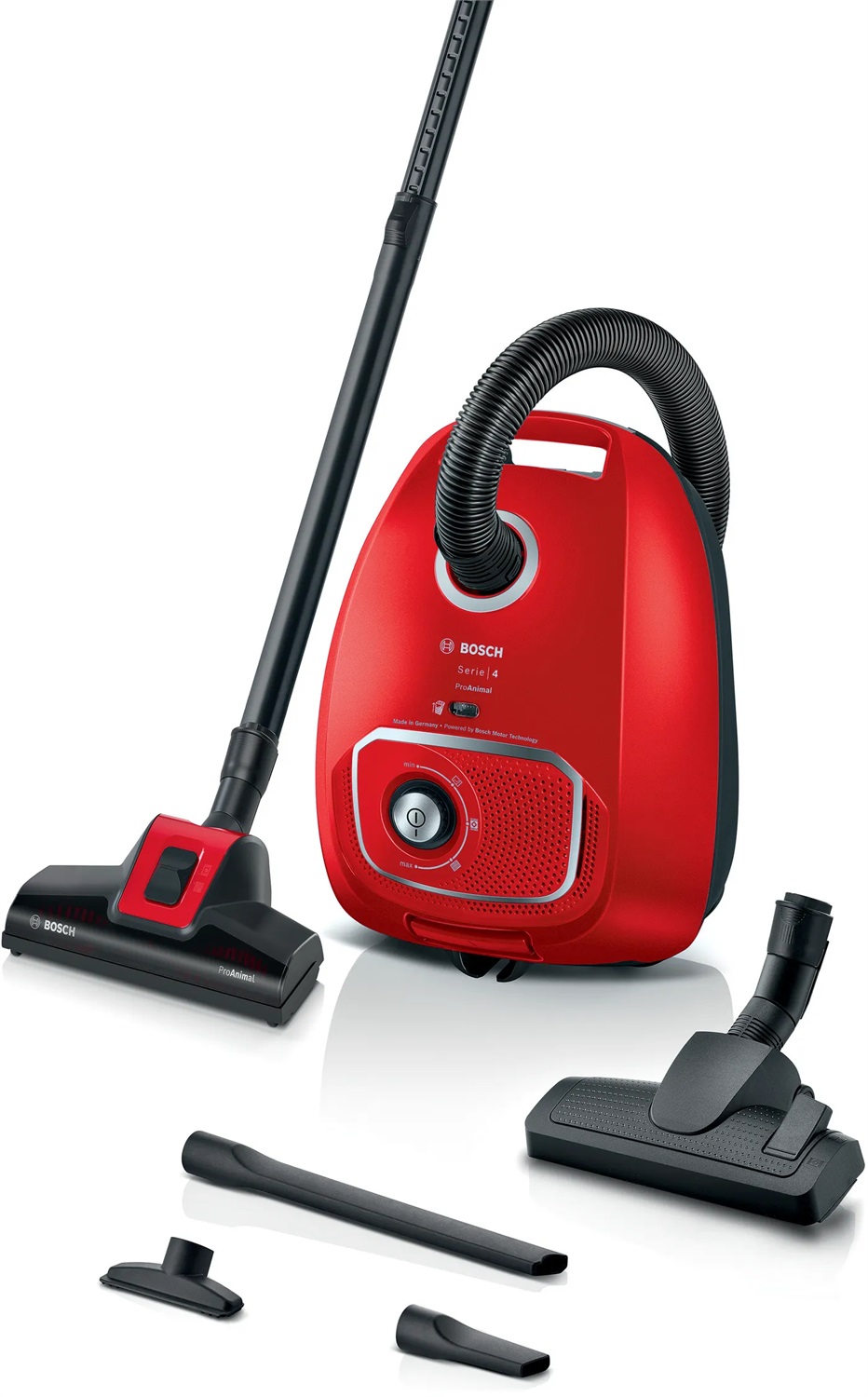 Bosch BGB41PET1 Aspirapolvere a Traino 700 W con Sacchetto, Capacità 4 L, Secco, HEPA, ProAnimal, Colore Rosso