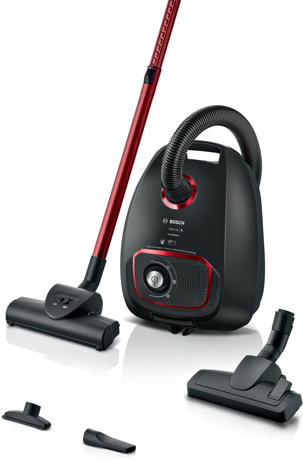 Bosch BGB41POW1 Aspirapolvere a Traino con Sacco 850W, Capacità 4,5 Litri, Filtro HEPA, Colore Nero