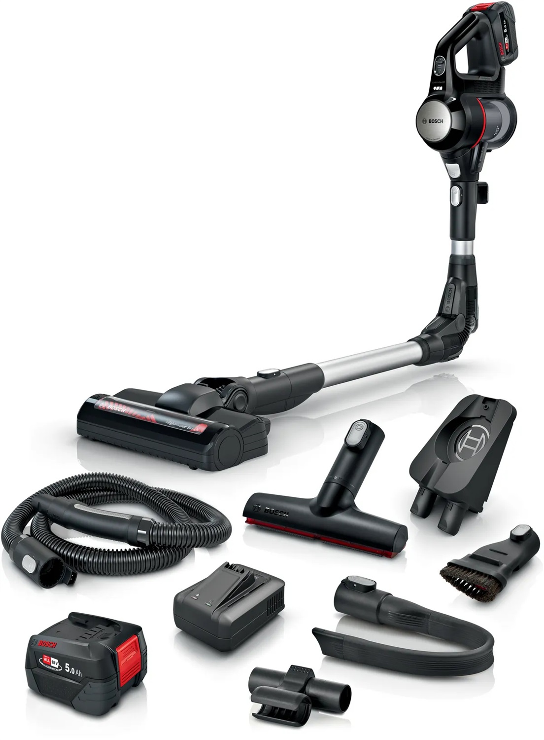 Bosch BSS715FRSH Scopa Elettrica 2 in 1 Batteria 5 Ah Aspirapolvere a Bastone Secco 0,3 L Nero e Argento
