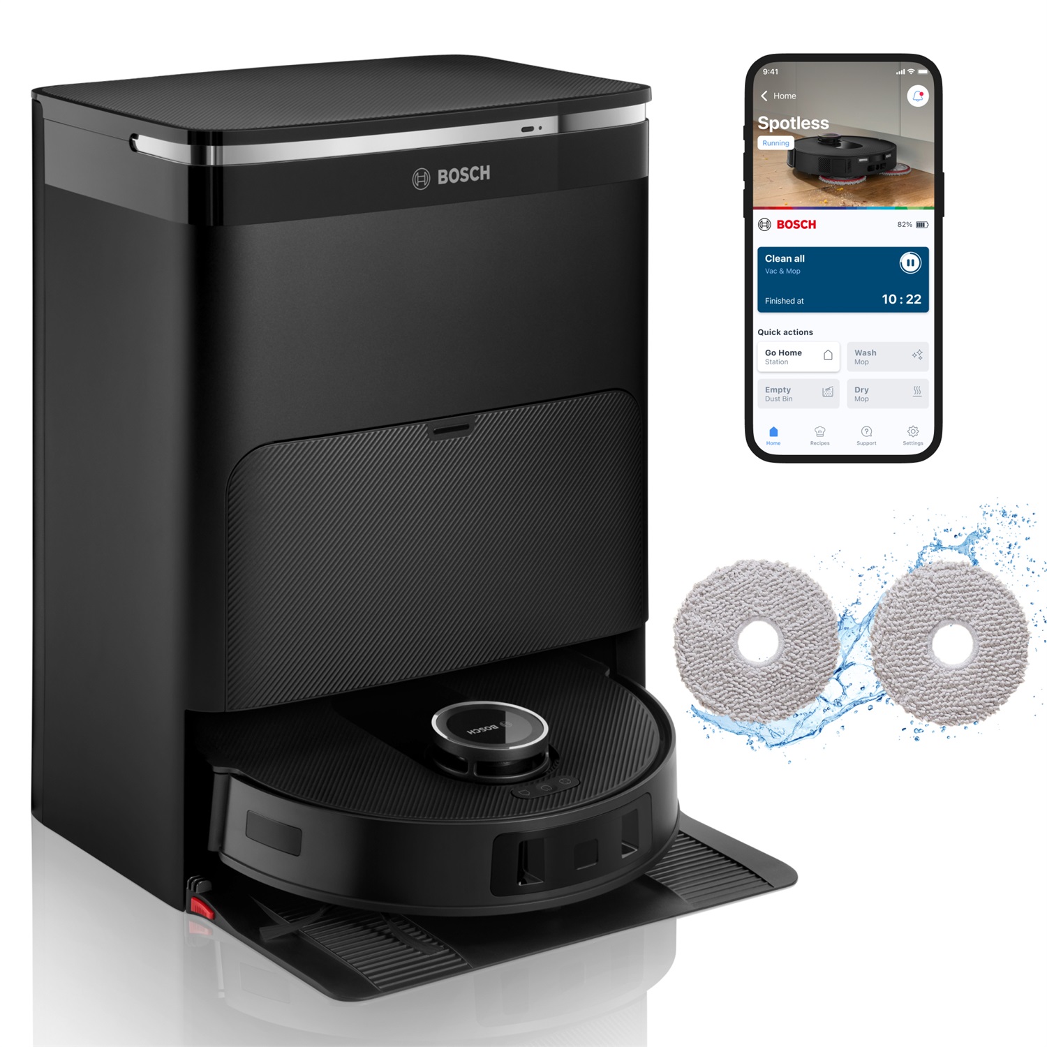 Bosch BCRDW3B - Aspirapolvere Robot con Spazzola Carbon Power e Stazione Base Autopulente, Nero