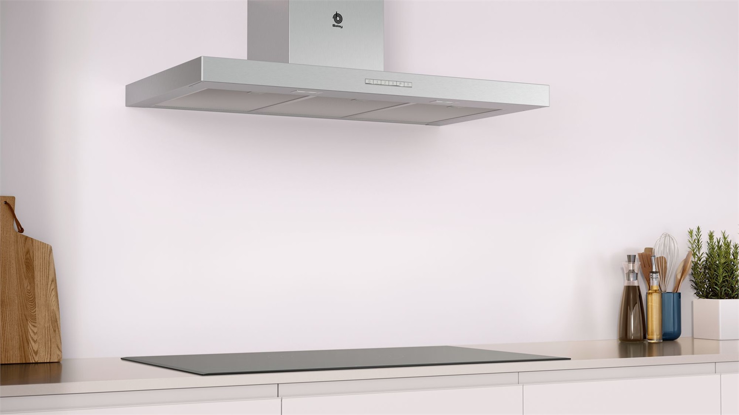 Balay 3BC097EX Cappa Aspirante a Parete in Acciaio Inossidabile - Potenza di Estrazione 720 m³/h, Altezza Minima 63,5 cm, Classe A, Illuminazione a LED