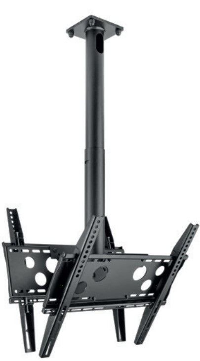 Hagor HA DH Duo S - Staffa da soffitto back-to-back per 2 display da 32-50 pollici, max VESA 2x400x400, lunghezza 400-700mm