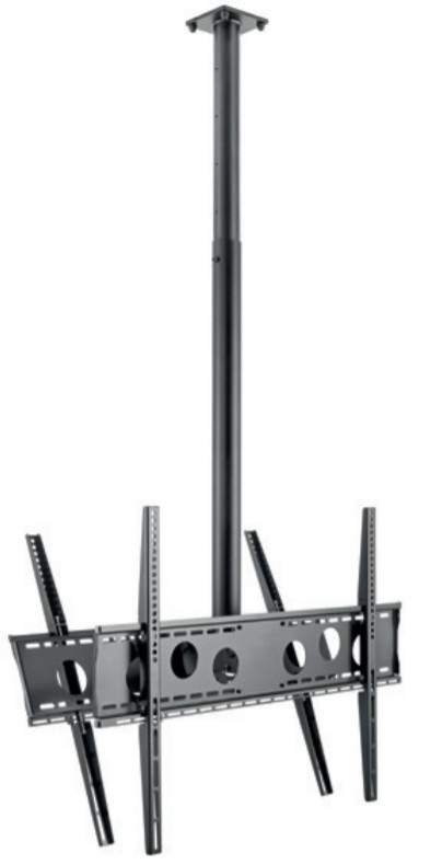 Hagor HA DH Duo L - Staffa da soffitto per 2 display 55-75 pollici, max VESA 2x800x600, lunghezza regolabile 900-1600 mm