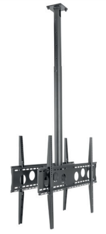 Hagor HA DH Duo L - Staffa da soffitto per 2 display 55-75 pollici, max VESA 2x800x600, lunghezza regolabile 900-1600 mm