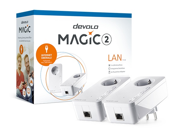 Devolo Magic 2 LAN Starter Kit 1-1-2 - 2400 Mbit/s Powerline con Collegamento Ethernet LAN - Bianco - 2 Pezzi