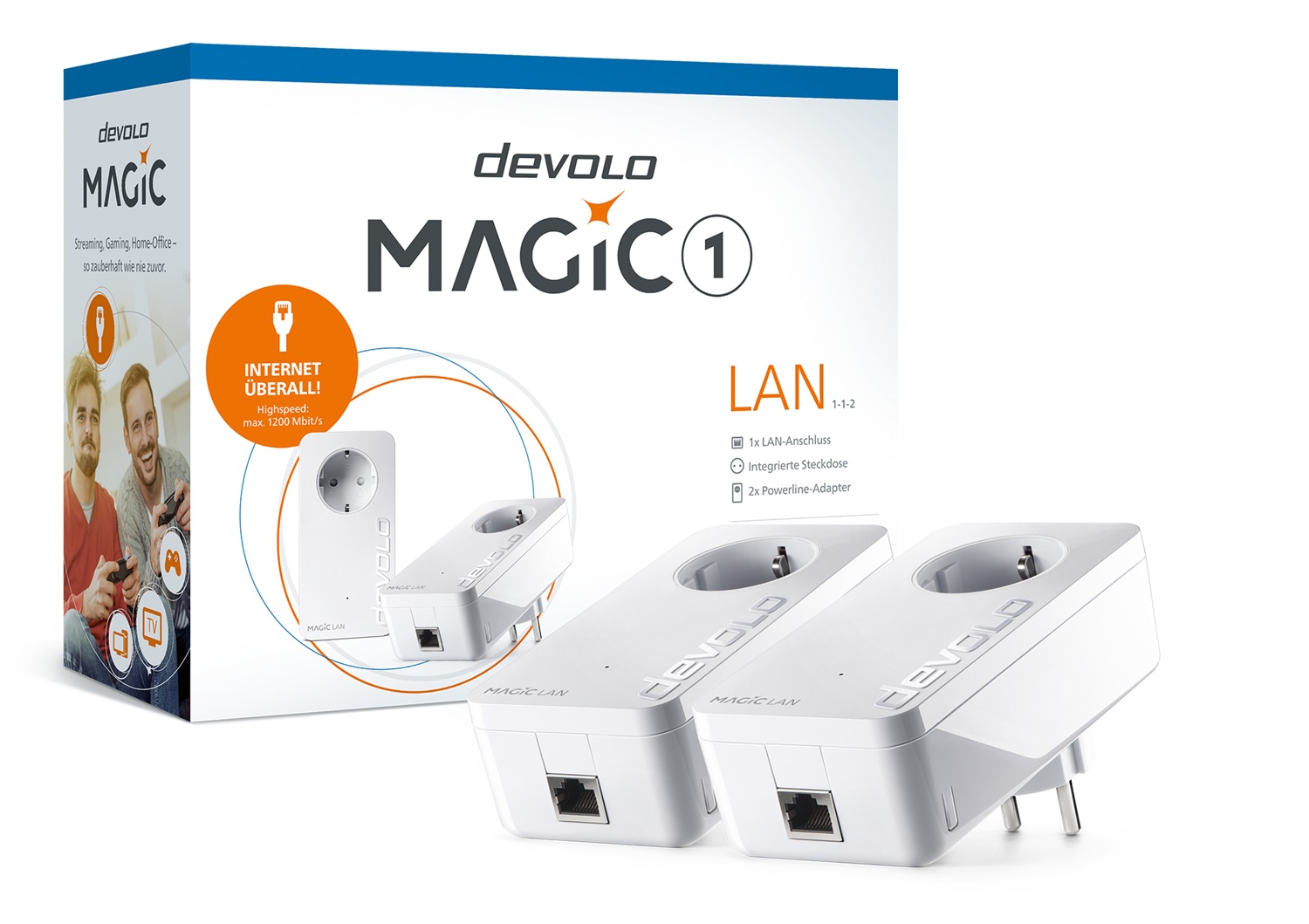 Devolo Magic 1 LAN Starter Kit 1-1-2 - Powerline 1200 Mbit/s, 2 Adattatori Ethernet LAN, Bianco