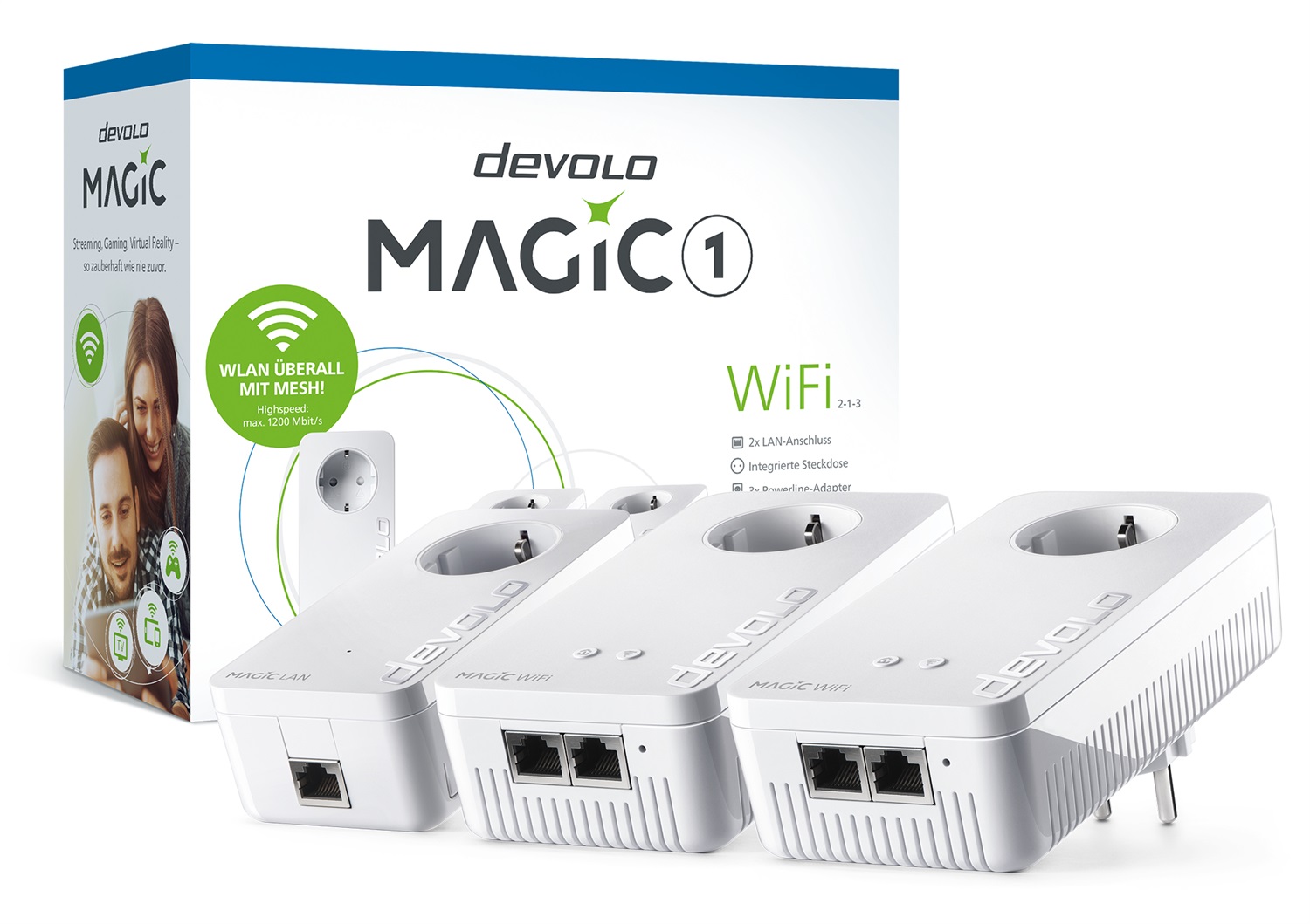 Devolo Magic 1 WiFi Multiroom Kit - 1200 Mbit/s, Gigabit Ethernet, Wi-Fi 5, Bianco, 3 Adattatori