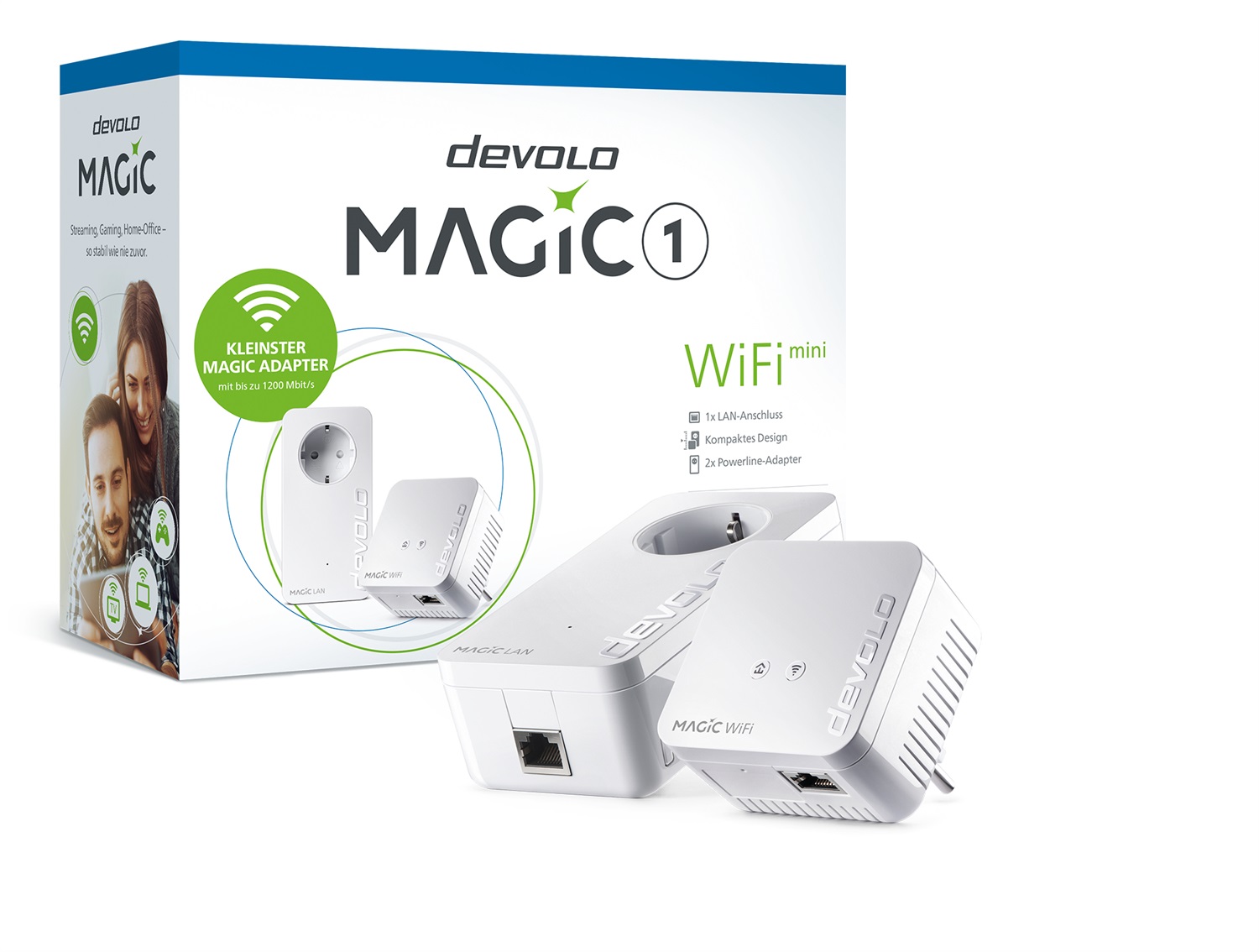 Devolo Magic 1 WiFi mini Starter Kit - 1200 Mbit/s, Powerline, Ethernet LAN e Wi-Fi, Bianco, 2 pz