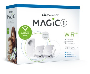 Devolo Magic 1 Mini Kit Multiroom Wi-Fi CPL 1200 Mbit/s - Trasmissione Internet tramite Cavi Elettrici, 3 Adattatori CPL, Porta Ethernet, Punto di Accesso Wi-Fi, Bianco