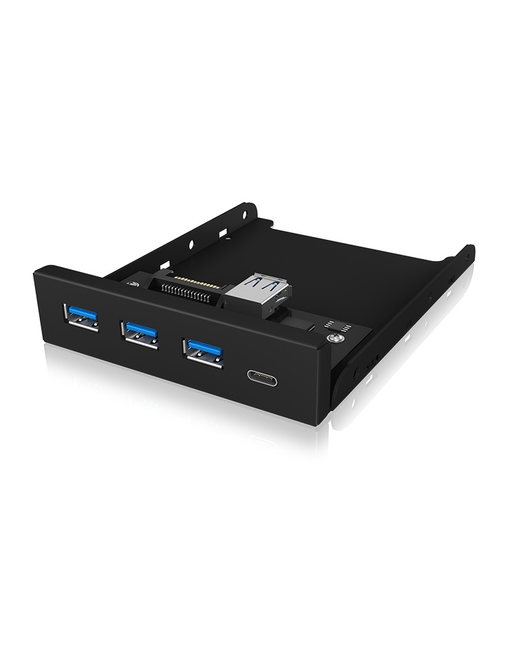 Icy Box Pannello Frontale USB 3.0 - 1 x USB-C, 3 x USB-A, Metallo, Nero