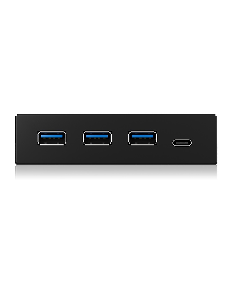 Icy Box Pannello Frontale USB 3.0 - 1 x USB-C, 3 x USB-A, Metallo, Nero