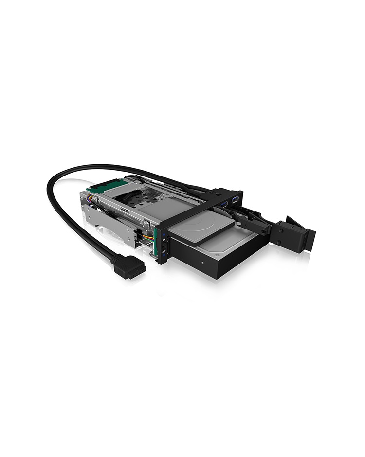 ICY BOX IB-174SSK-U - Rack di archiviazione mobile in alluminio per dischi SATA/SAS da 2,5