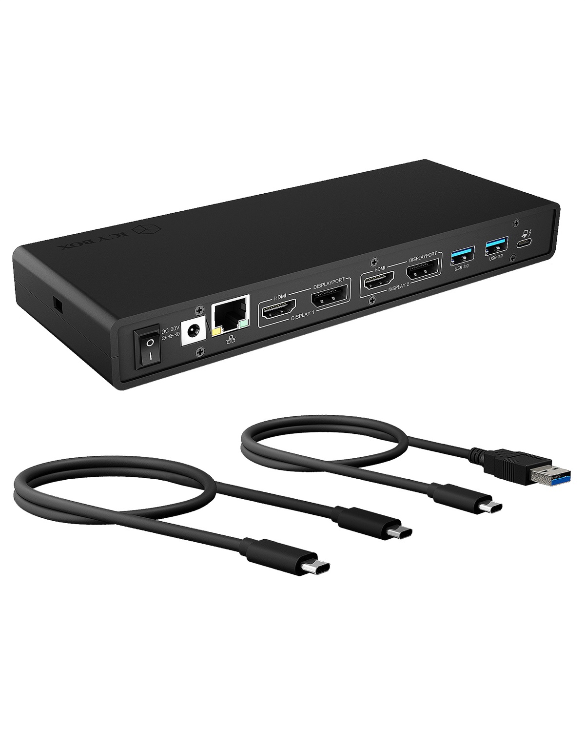 ICY BOX IB-DK2245AC Docking Station USB-C (14-in-1) con 2x HDMI e 2x DP (5K 30Hz | 4K 60Hz), 6x USB 3.0, Alimentazione 65W, Gigabit Ethernet