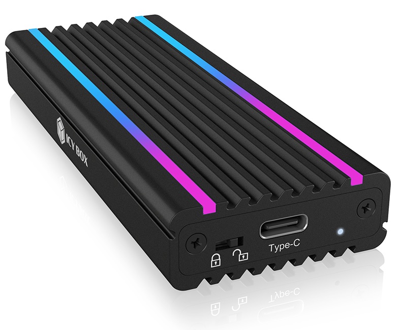 ICY BOX IB-1824ML-C31 - Case Esterno per SSD M.2 NVMe USB-C 3.2 con Illuminazione LED
