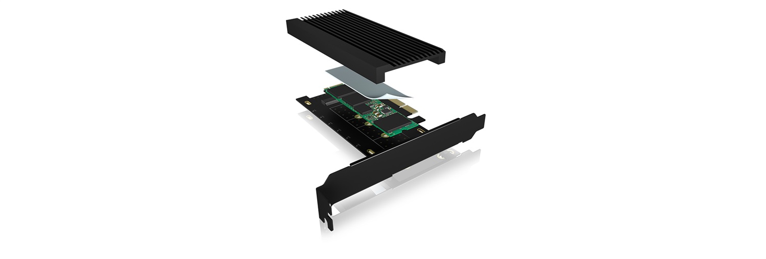 ICY BOX IB-PCI208-HS Scheda di Interfaccia e Adattatore Interno M.2 PCIe per SSD NVMe - Nero, Passivo, 128 mm