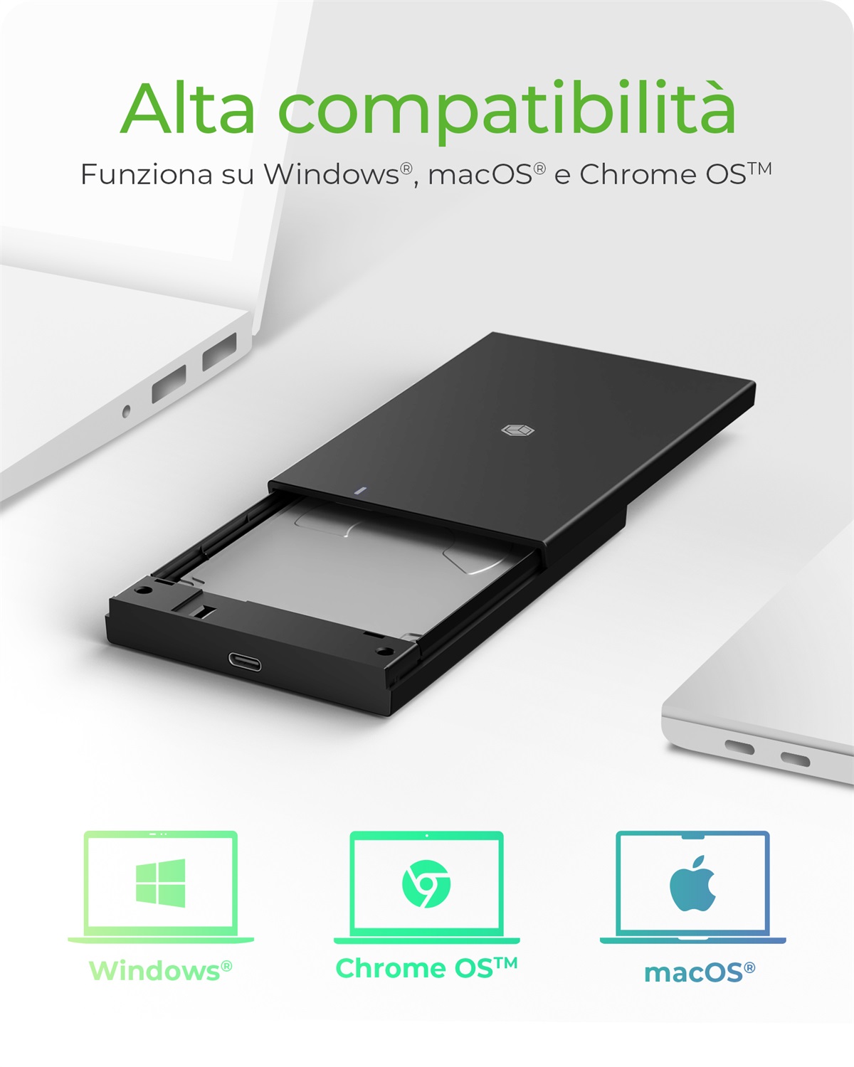 ICY BOX IB-200T-C3 Box Esterno per SSD/HDD 2.5