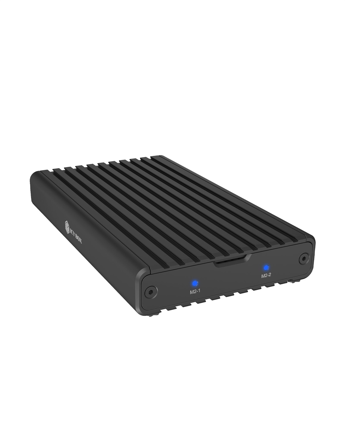 ICY BOX IB-2817M-C32 - Box Esterno per SSD M.2 NVMe a 2 Alloggiamenti in Alluminio Nero con USB 3.2 Gen 2x2