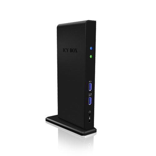 ICY BOX IB-DK2241AC Docking Station 11-in-1 USB 3.0 con HDMI, DVI, 6 porte USB 3.0, Gigabit Ethernet e DisplayLink - Nero