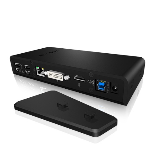 ICY BOX IB-DK2241AC Docking Station 11-in-1 USB 3.0 con HDMI, DVI, 6 porte USB 3.0, Gigabit Ethernet e DisplayLink - Nero