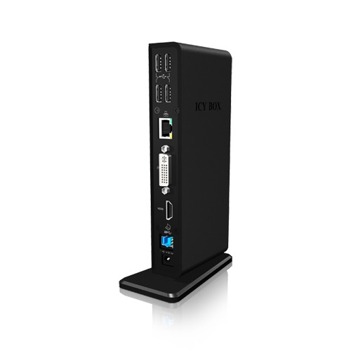 ICY BOX IB-DK2241AC Docking Station 11-in-1 USB 3.0 con HDMI, DVI, 6 porte USB 3.0, Gigabit Ethernet e DisplayLink - Nero